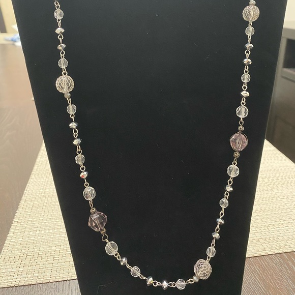 K: Silver Crystal Necklace - Picture 2 of 7